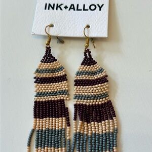 ALLOY Cream, Purple, and Gray Beaded Earrings